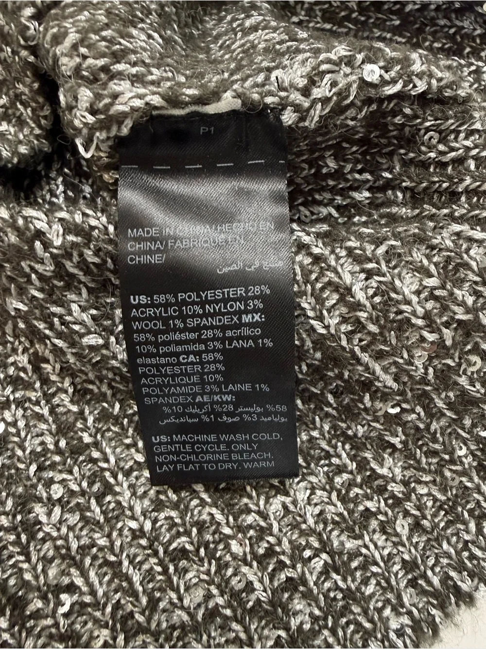 White House Black Market Charcoal V-Neck Speckled Knit Sweater